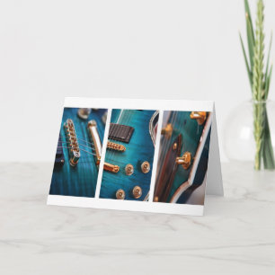 Carte Joyeux anniversaire - Guitare en bleu