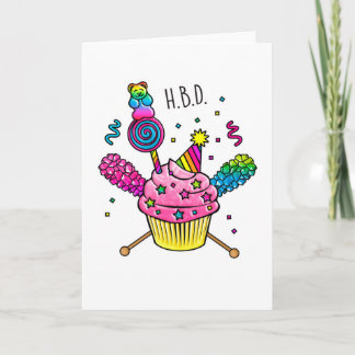 Carte Joyeux anniversaire HBD Gummy Bear Cupcake
