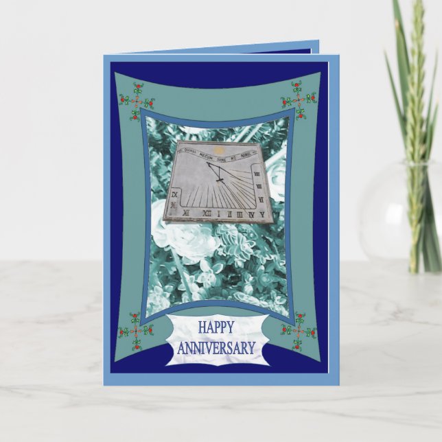 Carte Joyeux Anniversaire, heure du cadran solaire (Devant)