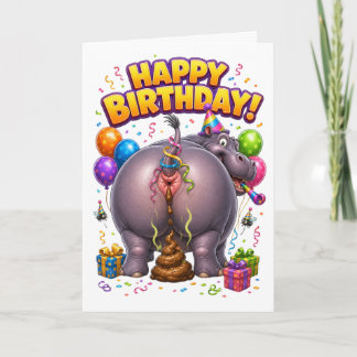 Carte Joyeux Anniversaire Hippopotame Qui Fait Caca Drôl