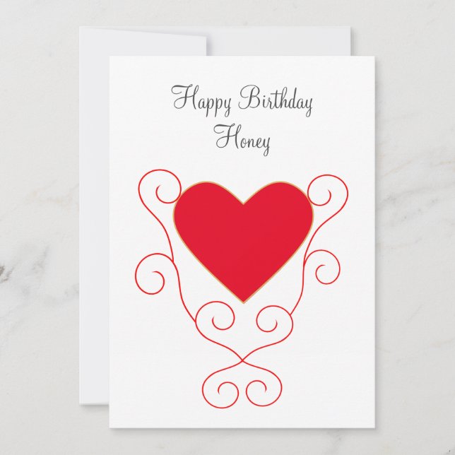 Carte Joyeux Anniversaire Honey Love Heart Anniversaire (Devant)