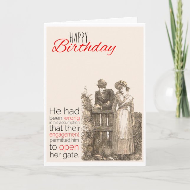 Carte Joyeux Anniversaire, Humour victorien, Innuendo En (Devant)