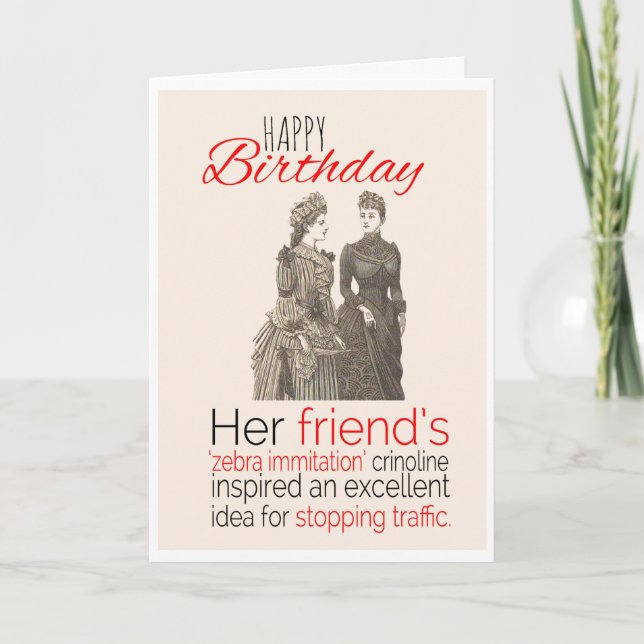 Carte Joyeux anniversaire, Humour victorien, Zebra Cross (Devant)