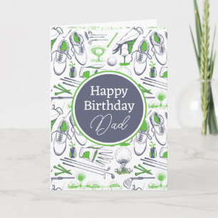 Carte Joyeux anniversaire   Icônes de golf vertes