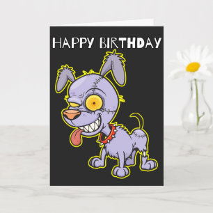 Carte Joyeux anniversaire   Illustration de chien zombie