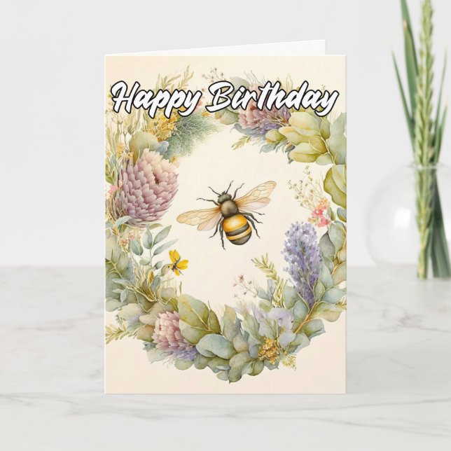 Carte Joyeux anniversaire | Illustration du bourdon prin (Devant)