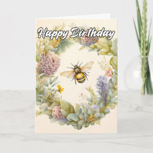 Carte Joyeux anniversaire   Illustration du bourdon prin
