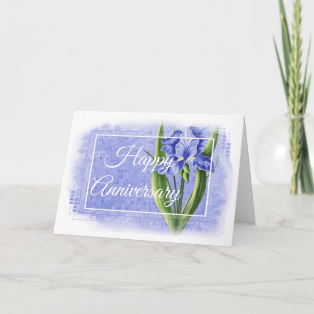 Carte Joyeux Anniversaire - Iris Bleu d1 (Devant)