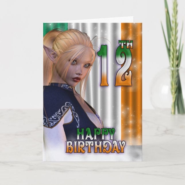 Carte Joyeux Anniversaire Irlandais, Elfe (Devant)