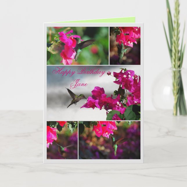 Carte Joyeux anniversaire Jane Green Carib Hummingbird (Devant)