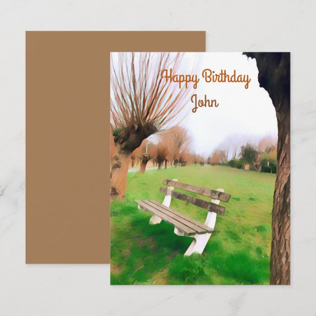 Carte Joyeux Anniversaire Jardin de l'Aquarelle pour lui (Devant / Derrière)