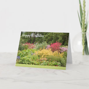 Carte Joyeux anniversaire : jardin fleuri écossais