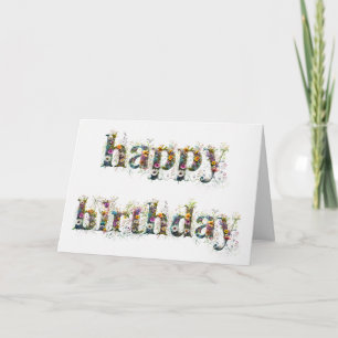 Carte Joyeux Anniversaire Jets de Fleurs Sauvages