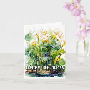 Carte Joyeux Anniversaire Joli Calla Lilies Fleurs