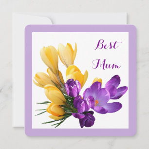 Carte Joyeux Anniversaire joli crocus jaune violet fleur