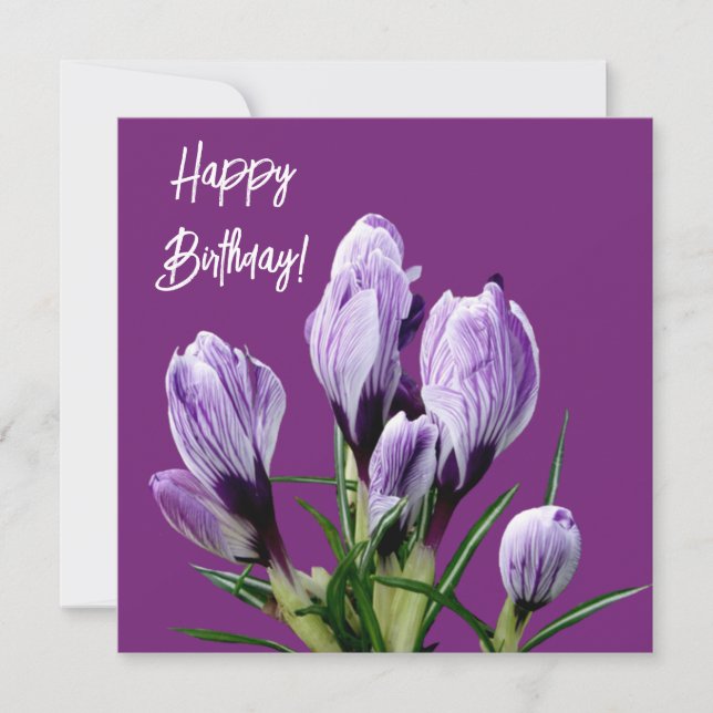 Carte Joyeux anniversaire joli crocus violet joli fleuri (Devant)