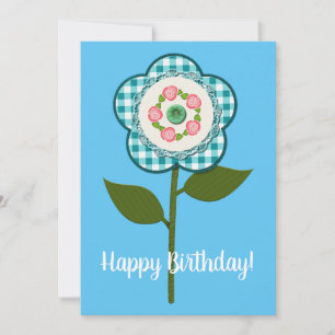 Carte Joyeux anniversaire ! Joli Faux Fleur Tissu