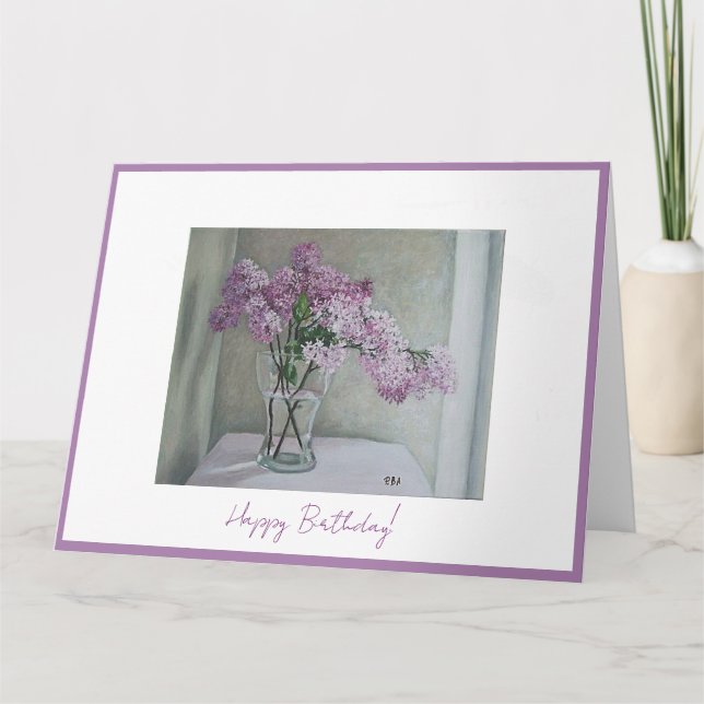 Carte Joyeux anniversaire joli violet lilas français lil (Devant)