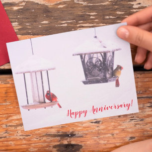Carte Joyeux Anniversaire Jolies Cardinales Oiseaux