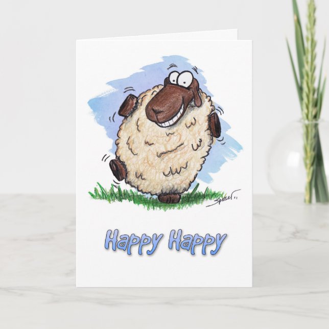 Carte Joyeux anniversaire Joyeux mouton dansant (Devant)