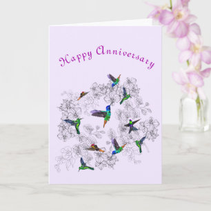 Carte Joyeux Anniversaire - Joyeux Printemps - Colibris