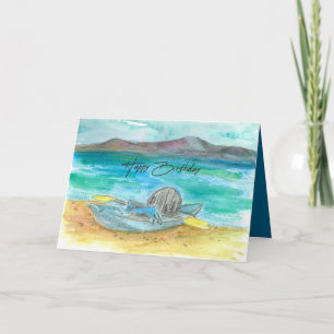Carte Joyeux anniversaire Kayak Mountain Lake Beach Wate
