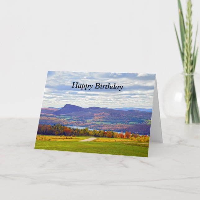 Carte Joyeux anniversaire, lac Willoughby, Vermont, Autu (Devant)