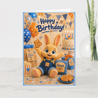 Carte Joyeux Anniversaire Lapin avec Toast du bébé Bun B