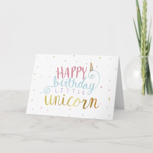 Carte Joyeux anniversaire Little Unicorn Gold Festive (Devant)