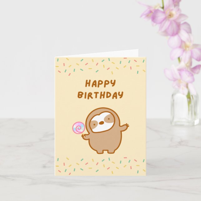 Carte Joyeux anniversaire Lollipop Sloth (Orchidée)