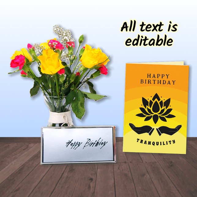 Carte Joyeux Anniversaire lotus fleur paisible jaune ora (Créateur téléchargé)