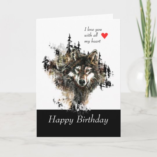 Carte Joyeux Anniversaire Love Masculine Wolf Mountain Zazzle Ca