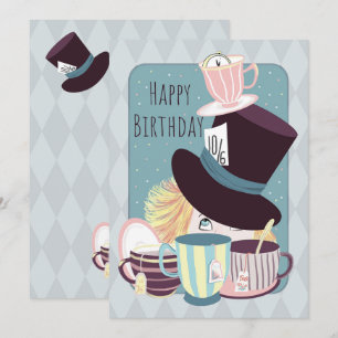 Carte Joyeux anniversaire Mad Hatter Tea Party