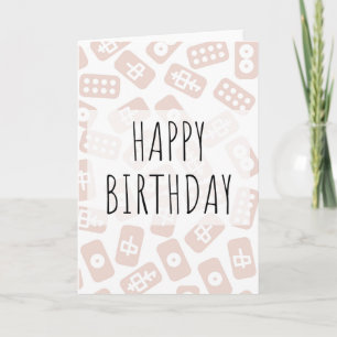 Carte Joyeux anniversaire - mahjong tuiles rose clair
