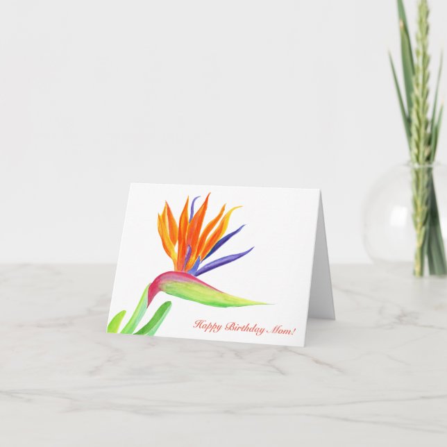 Carte Joyeux Anniversaire Maman Aquarelle Oiseau Du Para (Devant)