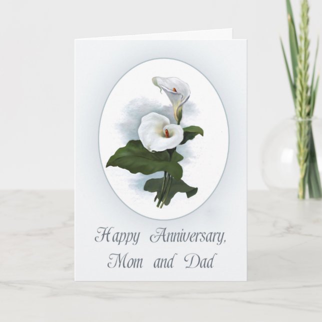 Carte Joyeux anniversaire maman et papa, Elégante Calla  (Devant)