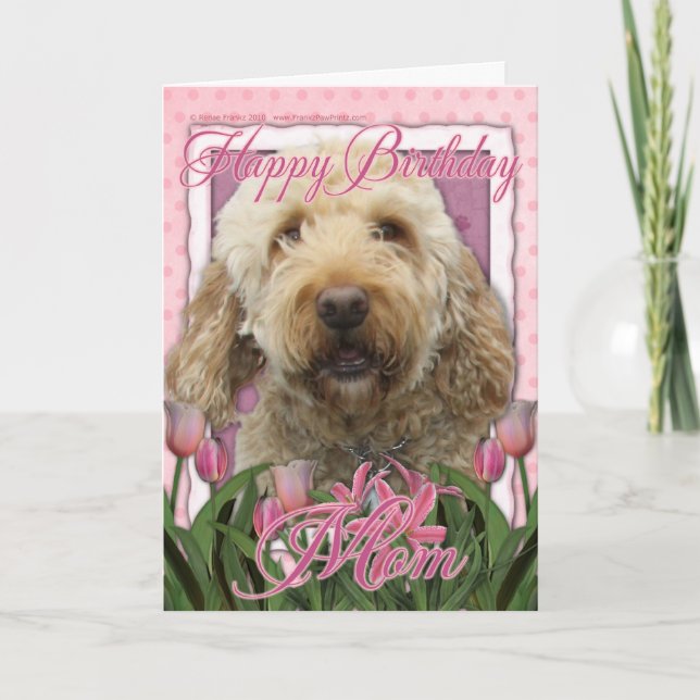 Carte Joyeux anniversaire maman - Goldendoodle (Devant)