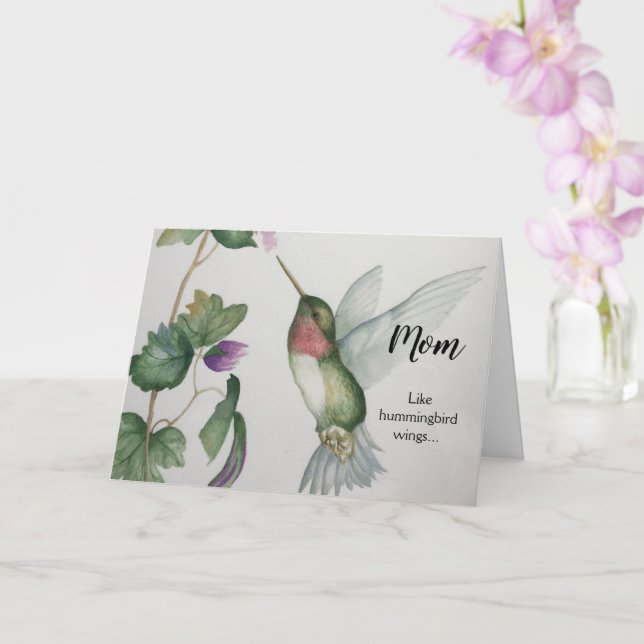 Carte Joyeux Anniversaire Maman Hummingbird Ailes Élégan (Orchidée)