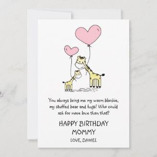 Carte Joyeux anniversaire maman mignonne Giraffes