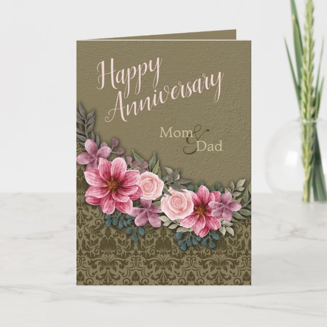 Carte Joyeux Anniversaire Maman Papa Rose rouge sur Ston (Devant)