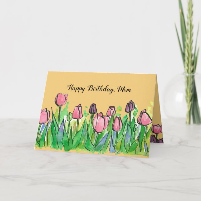 Carte Joyeux anniversaire maman Tulip Garden (Devant)