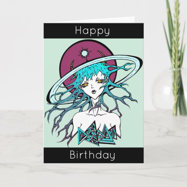 Carte Joyeux Anniversaire manga espace original (Devant)