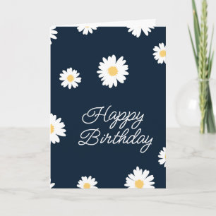Carte Joyeux Anniversaire   Marguerite sur fond bleu