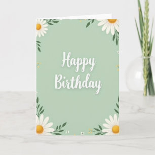 Carte Joyeux Anniversaire Marguerite Verte Rayée