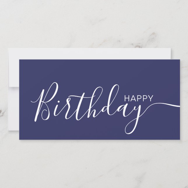 Carte Joyeux Anniversaire Marine Bleu Blanc Moderne Cart (Devant)