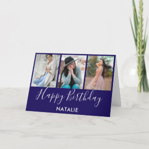 Carte Joyeux anniversaire Marine bleu et blanc 3 photo C