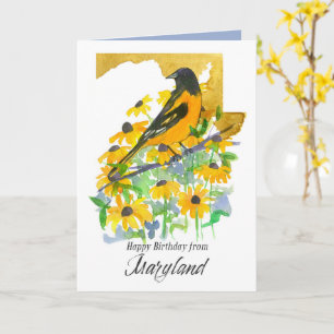Carte Joyeux anniversaire Maryland Baltimore Oriole Bird