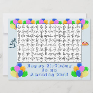 Carte Joyeux anniversaire Maze et ballons Extraordinaire