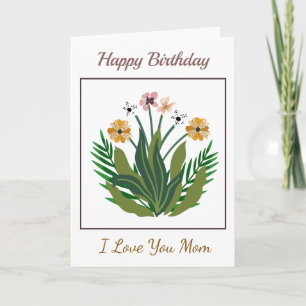 Carte Joyeux anniversaire Mère Fleurs Aquarelle Personna