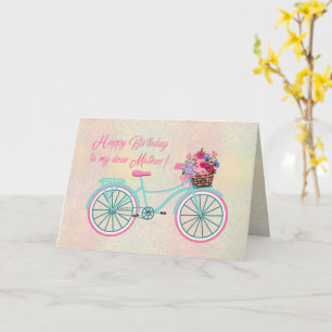 Carte Joyeux anniversaire Mère Fleurs Vintages de vélo